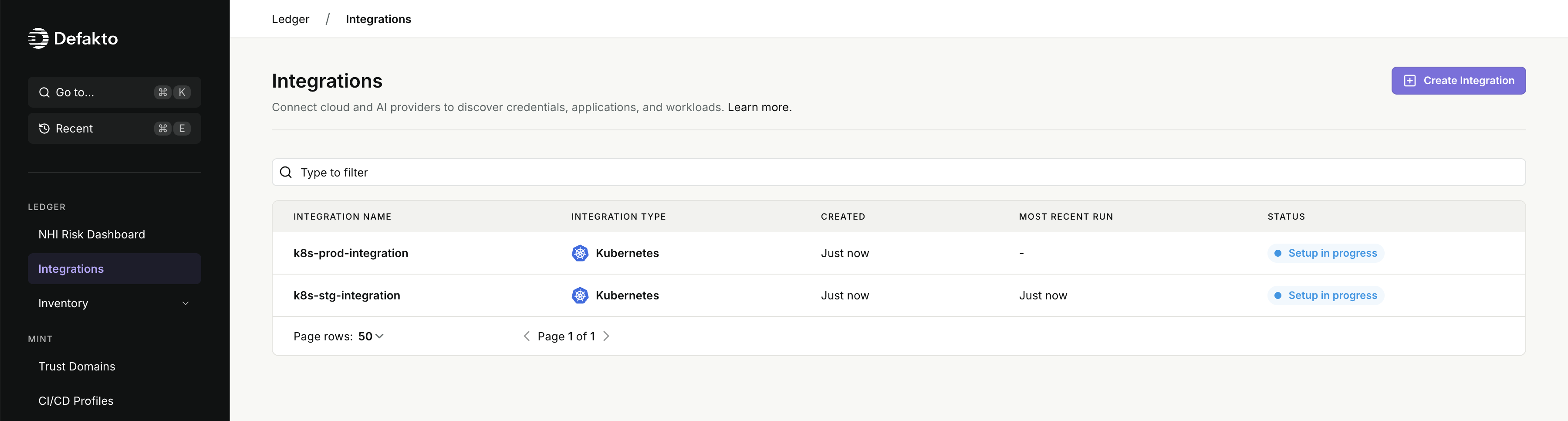 Ledger Kubernetes Integrations Page