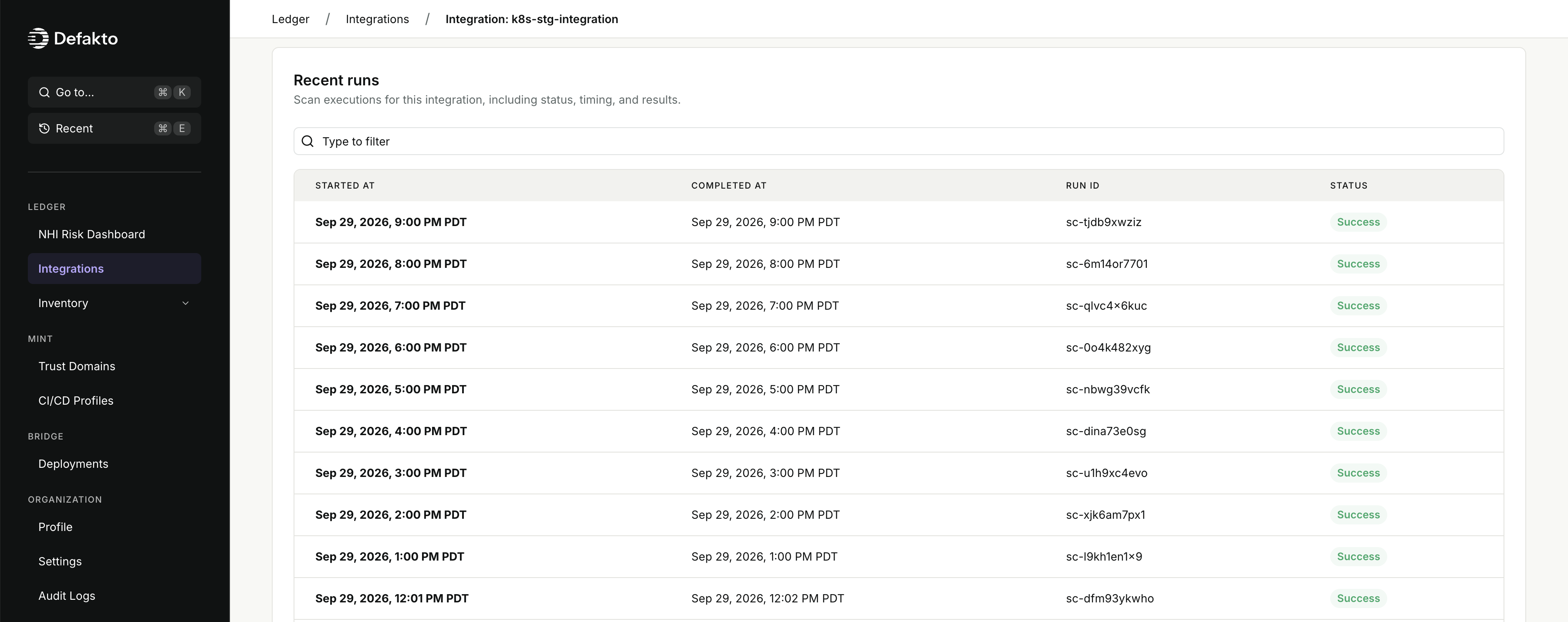 Ledger Kubernetes Integration Details