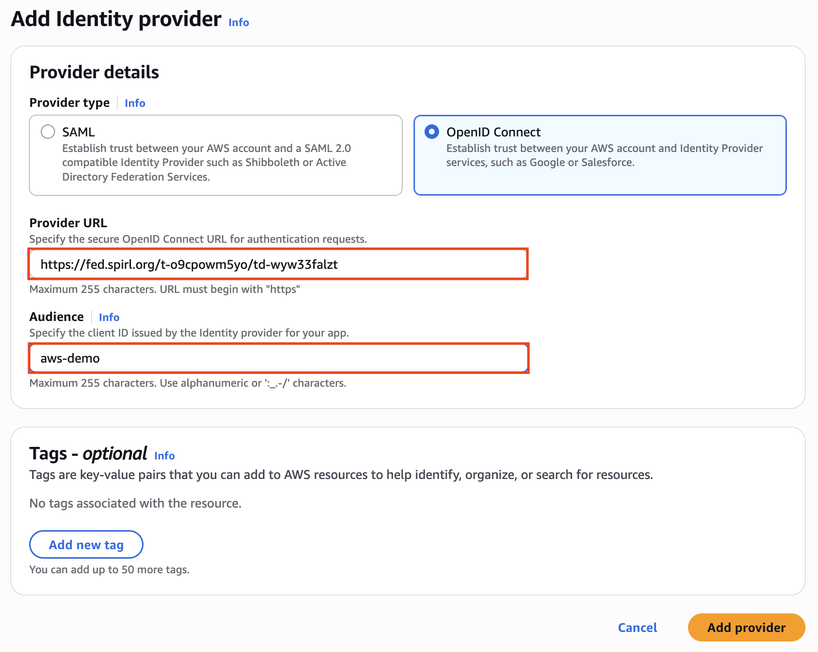 Add AWS Identity
Provider